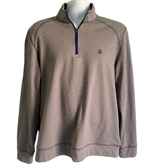 IZOD Quarter Zip Gray Long Sleeve Top Men's Medium NEW - Picture 2 of 8
